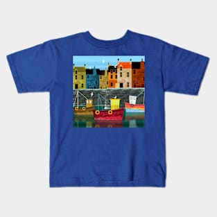 Coastal Town with Boats Kids T-Shirt